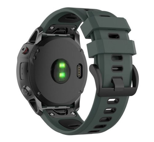 Pótszíj egyedi méret, 26mm, szilikon, fekete csat, QuickFit csatlakozás SÖTÉTZÖLD/FEKETE