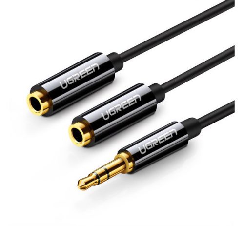 UGREEN audió adapter kábel elosztó, 2 3.5mm jack aljzat - 3.5mm jack, 25cm FEKETE