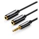 UGREEN audió adapter kábel elosztó, 2 3.5mm jack aljzat - 3.5mm jack, 25cm FEKETE