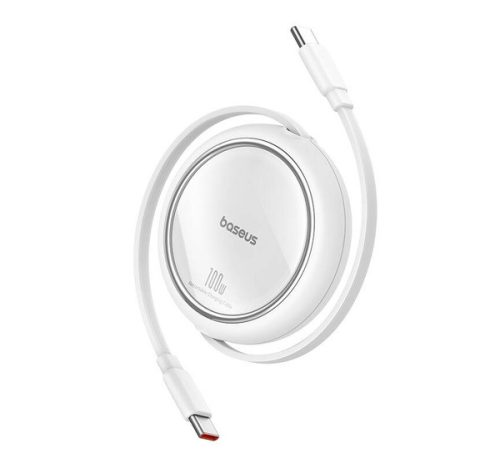 BASEUS FREE2DRAW adatkábel Type-C - Type-C, 100W, PD gyorstöltő, 100cm, csévélhető FEHÉR
