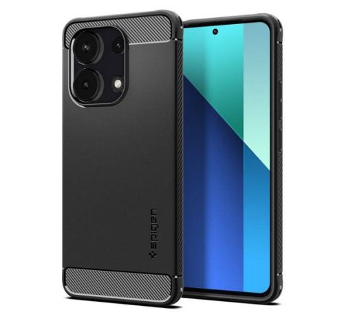 SPIGEN RUGGED ARMOR szilikon telefonvédő ütésállóság, légpárnás sarok, karbon minta FEKETE