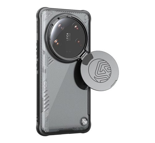NILLKIN ICEBLADE PROP műanyag telefonvédő szilikon keret, ütésállóság, kameravédő, kitámasztó, MagSafe FEKETE