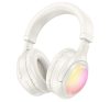 HOCO W48 bluetooth fejhallgató SZTEREO v5.3, kártyaolvasó, 3.5mm jack aljzat, RGB KRÉM