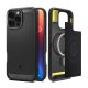 SPIGEN RUGGED ARMOR szilikon telefonvédő ütésállóság, légpárnás sarok, karbon minta, MagSafe FEKETE