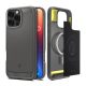 SPIGEN RUGGED ARMOR szilikon telefonvédő ütésállóság, légpárnás sarok, karbon minta, MagSafe VILÁGOSSZÜRKE
