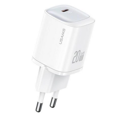 USAMS CC248 hálózati töltő Type-C aljzat 20W, GaN, PD gyorstöltő FEHÉR