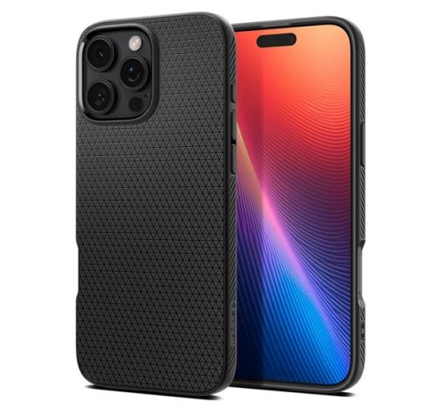 SPIGEN LIQUID AIR szilikon telefonvédő ütésállóság, légpárnás sarok, rombusz FEKETE