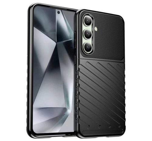 Szilikon telefonvédő ütésállóság, csíkos, dombor minta FEKETE