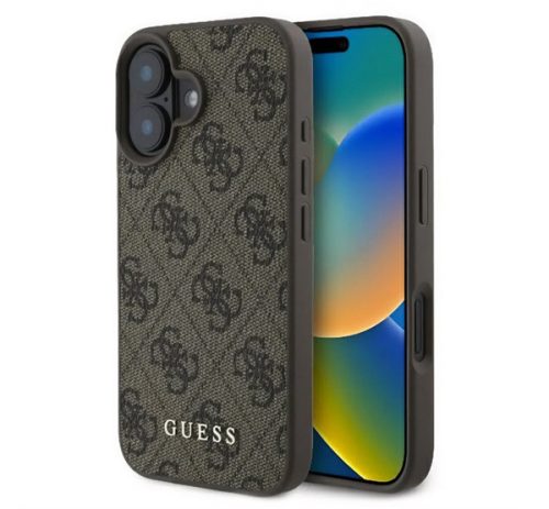 GUESS 4G METAL GOLD LOGO műanyag telefonvédő textil hátlap BARNA