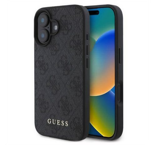 GUESS 4G METAL GOLD LOGO műanyag telefonvédő textil hátlap FEKETE