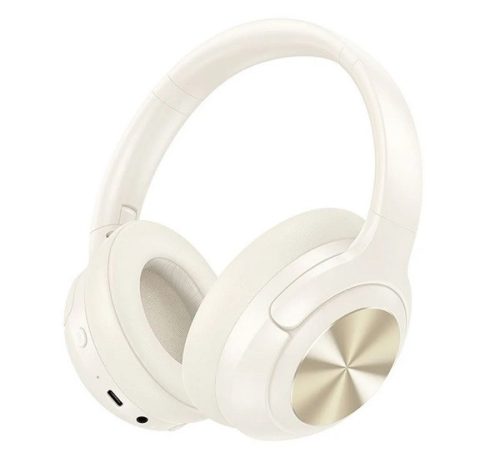 HOCO W54 bluetooth fejhallgató SZTEREO v5.4, aktív zajszűrő, 3.5mm jack aljzat KRÉM