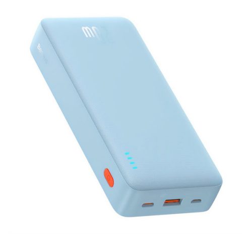 BASEUS AIRPOW vésztöltő USB+Type-C aljzat 20000mAh, 20W, PD gyorstöltő 3.0, LED jelzés VILÁGOSKÉK