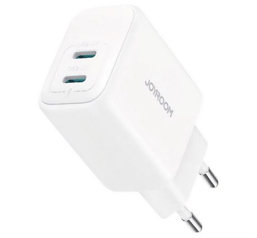 JOYROOM hálózati töltő 2 Type-C aljzat 20W, PD gyorstöltő 3.0 FEHÉR