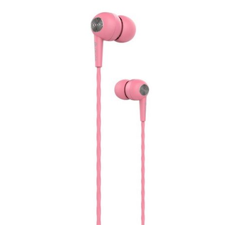 DEVIA Kintone fülhallgató SZTEREO 3.5mm jack, mikrofon, felvevő gomb RÓZSASZÍN