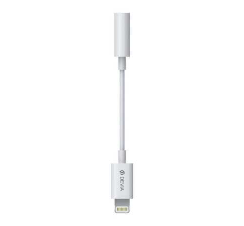 DEVIA audió adapter kábel 3.5mm jack aljzat - lightning, 12cm FEHÉR