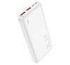 HOCO J101 vésztöltő 2 USB+Type-C+microUSB aljzat 10000mAh, 22.5W, 3A, PD gyorstöltő, LED jelzés FEHÉR