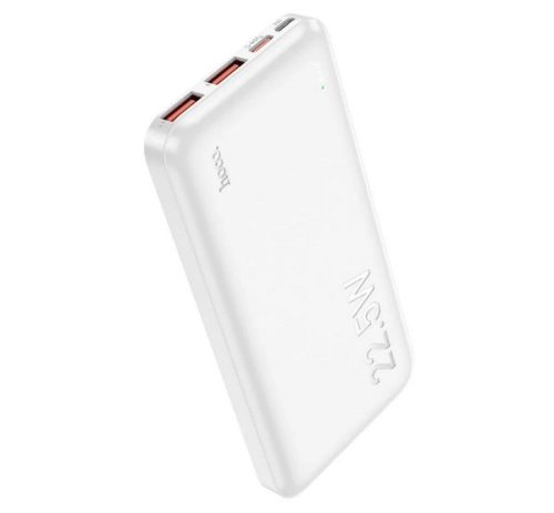 HOCO J101 vésztöltő 2 USB+Type-C+microUSB aljzat 10000mAh, 22.5W, 3A, PD gyorstöltő, LED jelzés FEHÉR