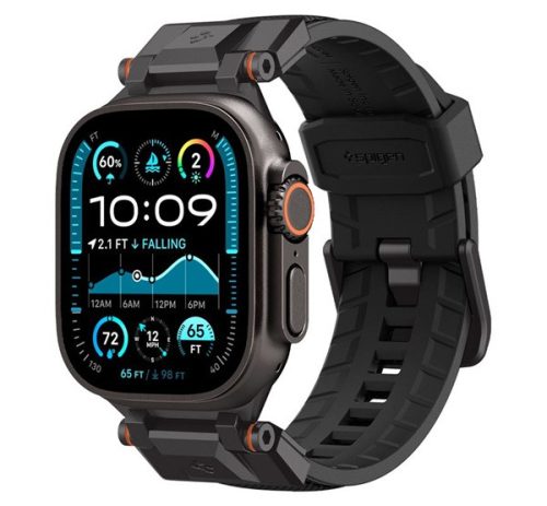 SPIGEN DURAPRO ARMOR pótszíj egyedi méret, nagy, szilikon, állítható, fém csat FEKETE