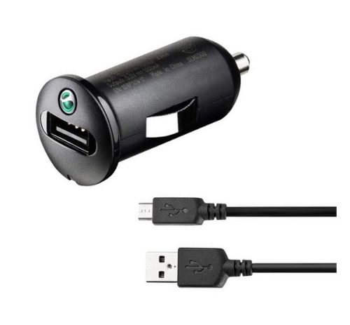 SONY ERICSSON AN401 autós töltő USB aljzat 6W + EC450 microUSB kábel FEKETE
