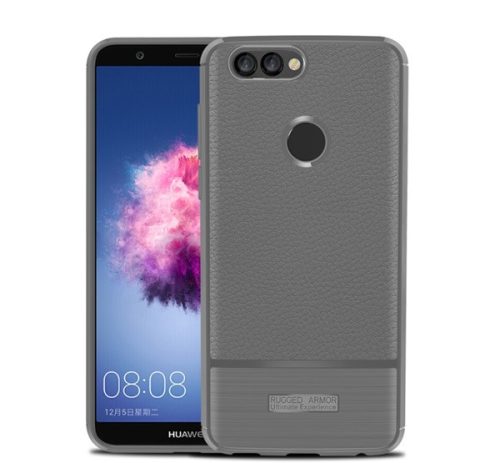 Szilikon telefonvédő ütésállóság, bőr hatású, szálcsiszolt SZÜRKE