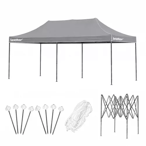 Összecsukható kerti pavilon 3x6 m szürke