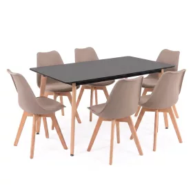 Silla 150 6+1 étkező garnitúra fekete-bézs
