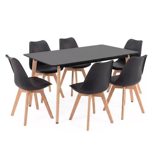 Silla 150 6+1 étkező garnitúra fekete-fekete