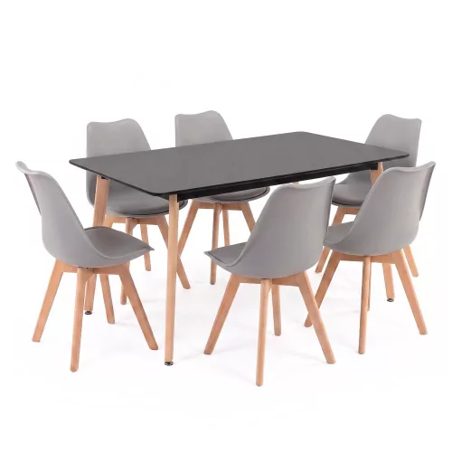 Silla 150 6+1 étkező garnitúra fekete-szürke