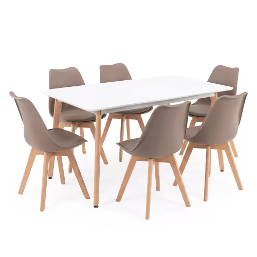 Silla 150 6+1 étkező garnitúra fehér-bézs