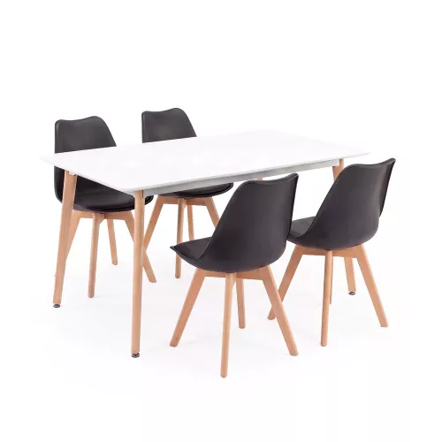 Silla 150 4+1 étkező garnitúra fehér-fekete