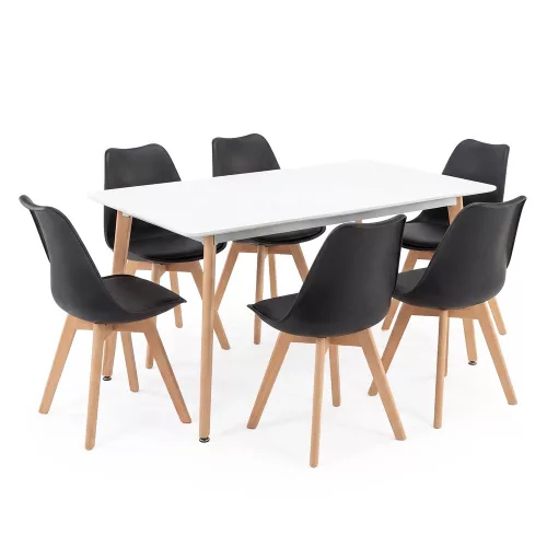 Silla 150 6+1 étkező garnitúra fehér-fekete
