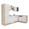 Yorki 280 sarok konyhabútor sonoma tölgy korpusz,selyemfényű fehér fronttal polcos szekrénnyel
