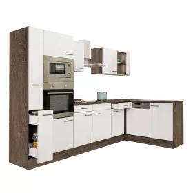 Yorki 310 sarok konyhabútor yorki tölgy korpusz,selyemfényű fehér fronttal