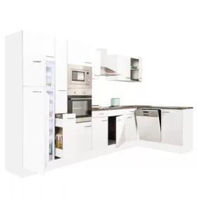 Yorki 370 sarok konyhabútor fehér korpusz,selyemfényű fehér fronttal