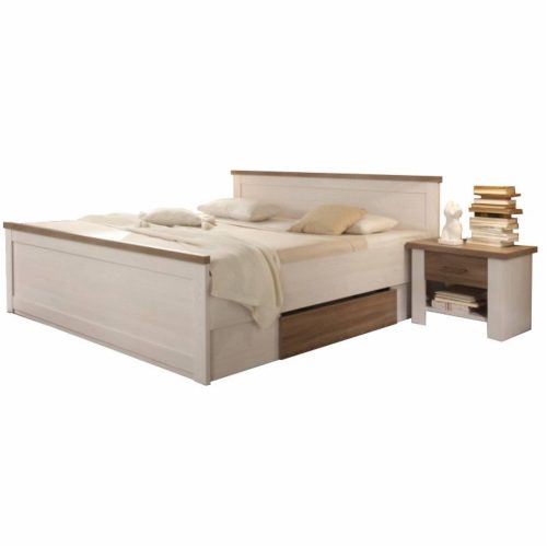 Franciaágy ágyneműtartóval 160x200 cm LT0252 két db éjjeliszekrénnyel sonoma tölgy