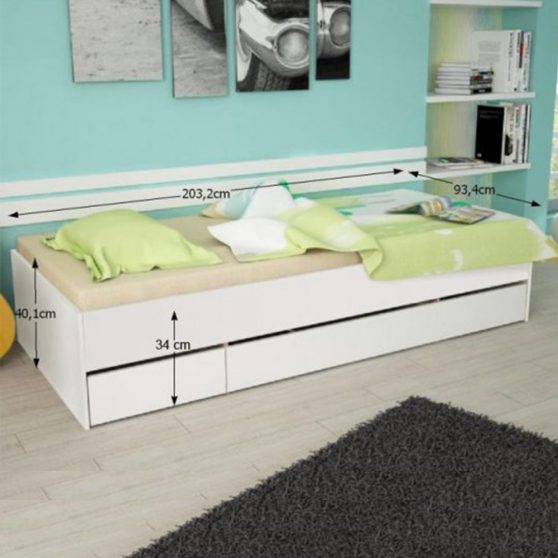 Egyszemélyes ágy 90x200 cm LT0295 fehér
