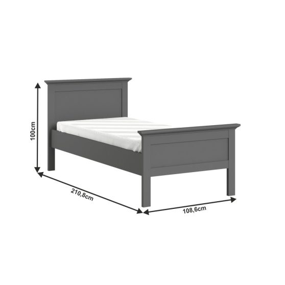 Egyszemélyes ágy 90x200 cm LT0298 szürke