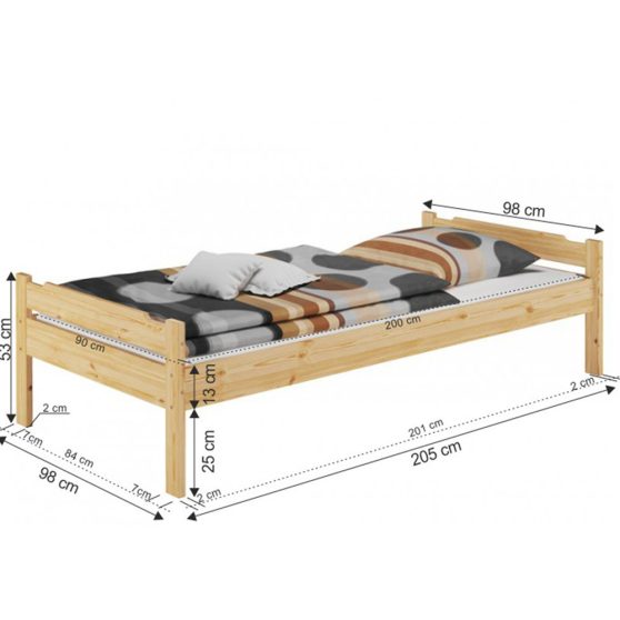 Egyszemélyes ágy 90x200 cm LT1132 natúr