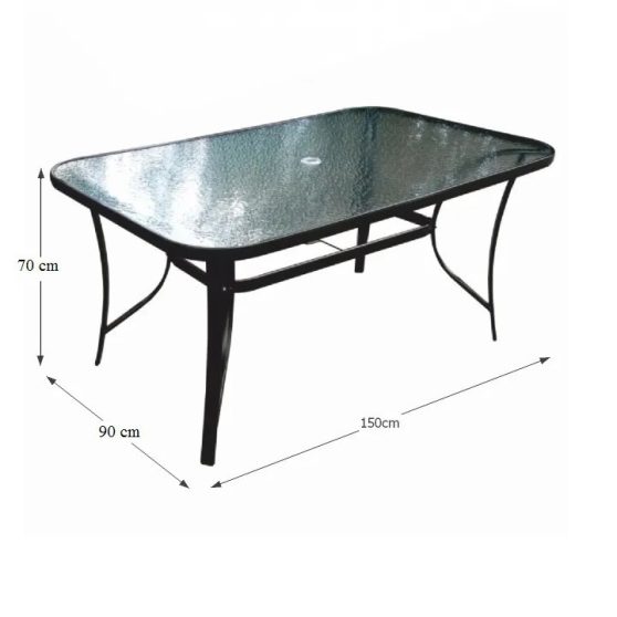 Fémvázas asztal LT2295 edzett üveg-acél