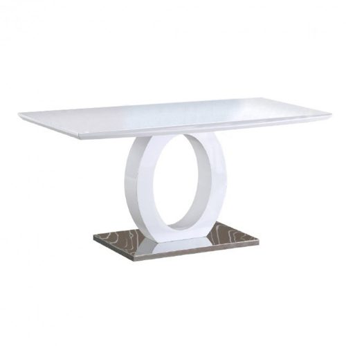 Szögletes étkezőasztal LT5192 magasfényű fehér-acél