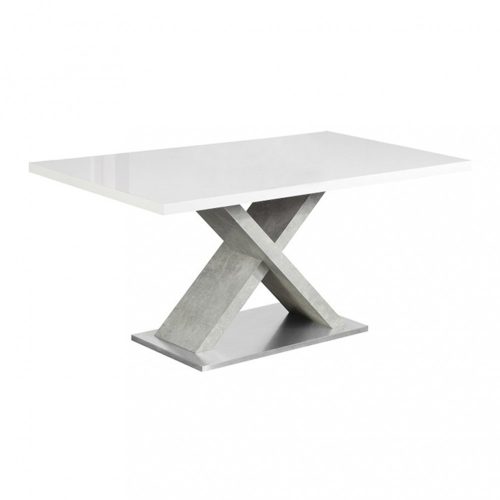 Szögletes étkezőasztal LT5194 magasfényű fehér-beton