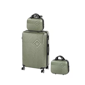 TraveLux Pro XIV gurulós bőrönd szett olajzöld