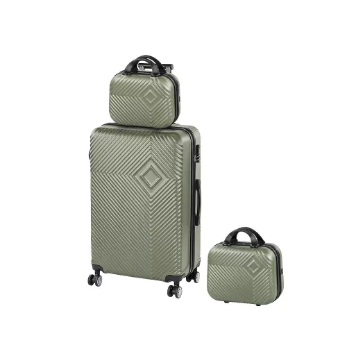 TraveLux Pro XIV gurulós bőrönd szett olajzöld