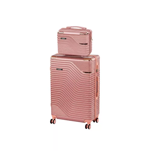 TraveLux Urban VIII gurulós bőrönd szett lazacrózsaszín