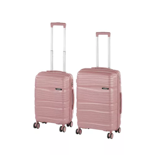 TraveLux Voyager V gurulós bőrönd szett mályvarózsaszín