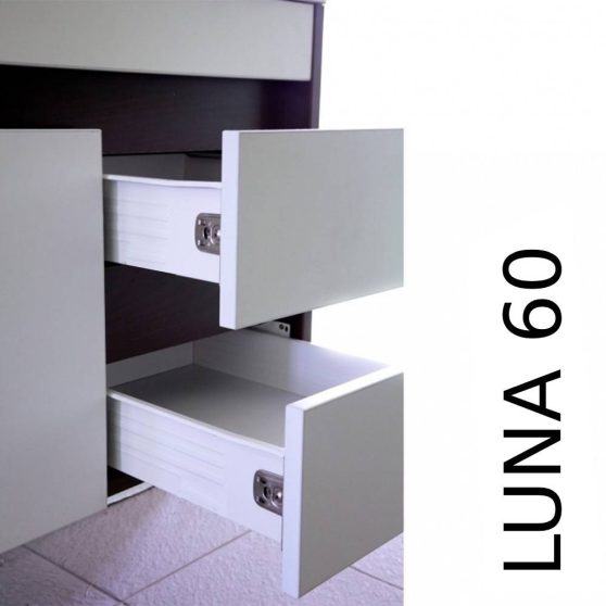 Luna 60 alsó fürdőszoba bútor mosdóval, Rauna szil-Fehér