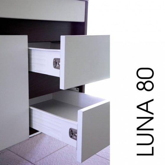 Luna 80 alsó fürdőszoba bútor mosdóval, Rauna szil-Fehér