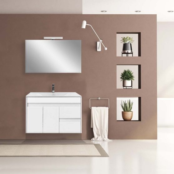 Luna Prime 80 komplett fürdőszoba bútor tükörfényes fehér
