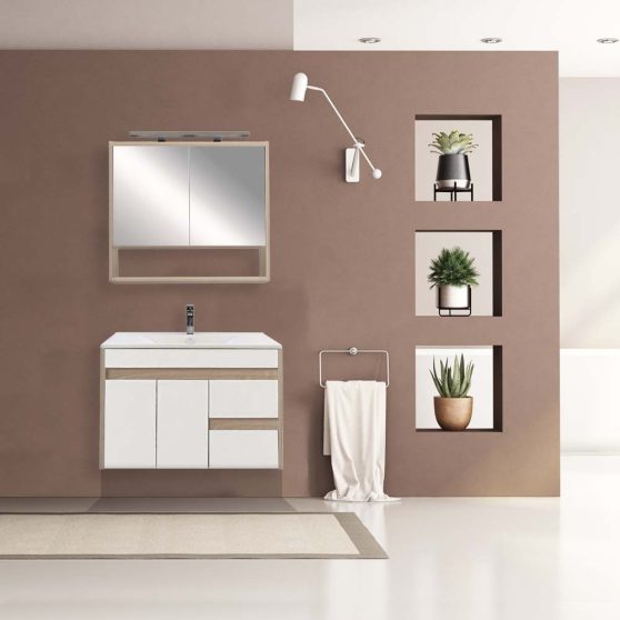 Luna 80 komplett fürdőszoba bútor fehér-sonoma tölgy