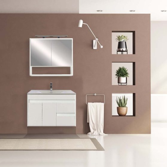 Luna 80 komplett fürdőszoba bútor tükörfényes fehér